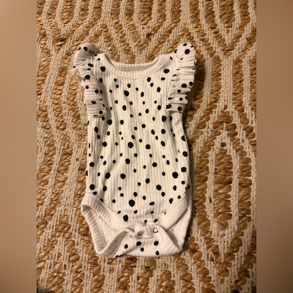 Cat & Jack White and Black Dotted Ruffle Bodysuit